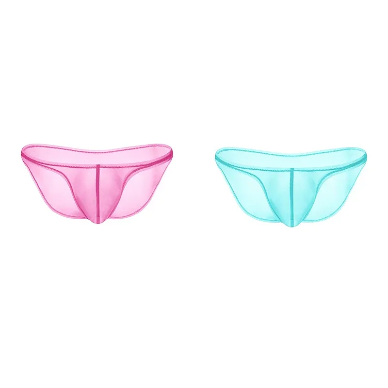 Sous-vêtements pour hommes, culotte triangulaire transparente en soie glacée délicate, slip taille basse de personnalité — image 14