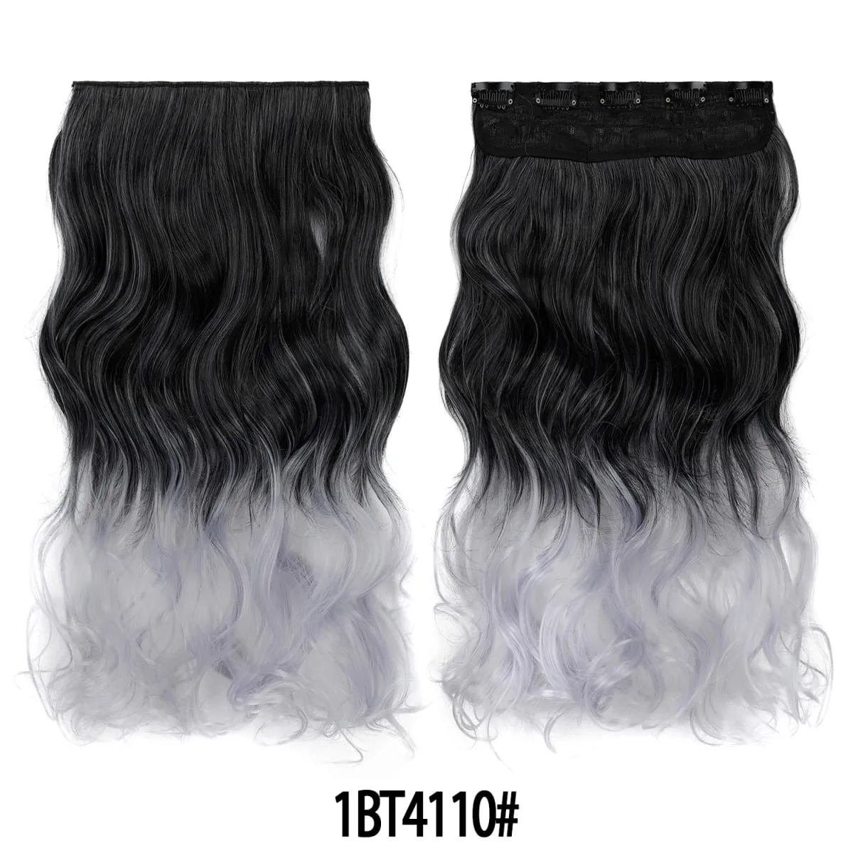Jeedou One Piece 5 Clips Wavy Ombre Clip In Hair Extensions Long Water Wave Synthetic Curly Hair Piece Rainbow Colored Hair