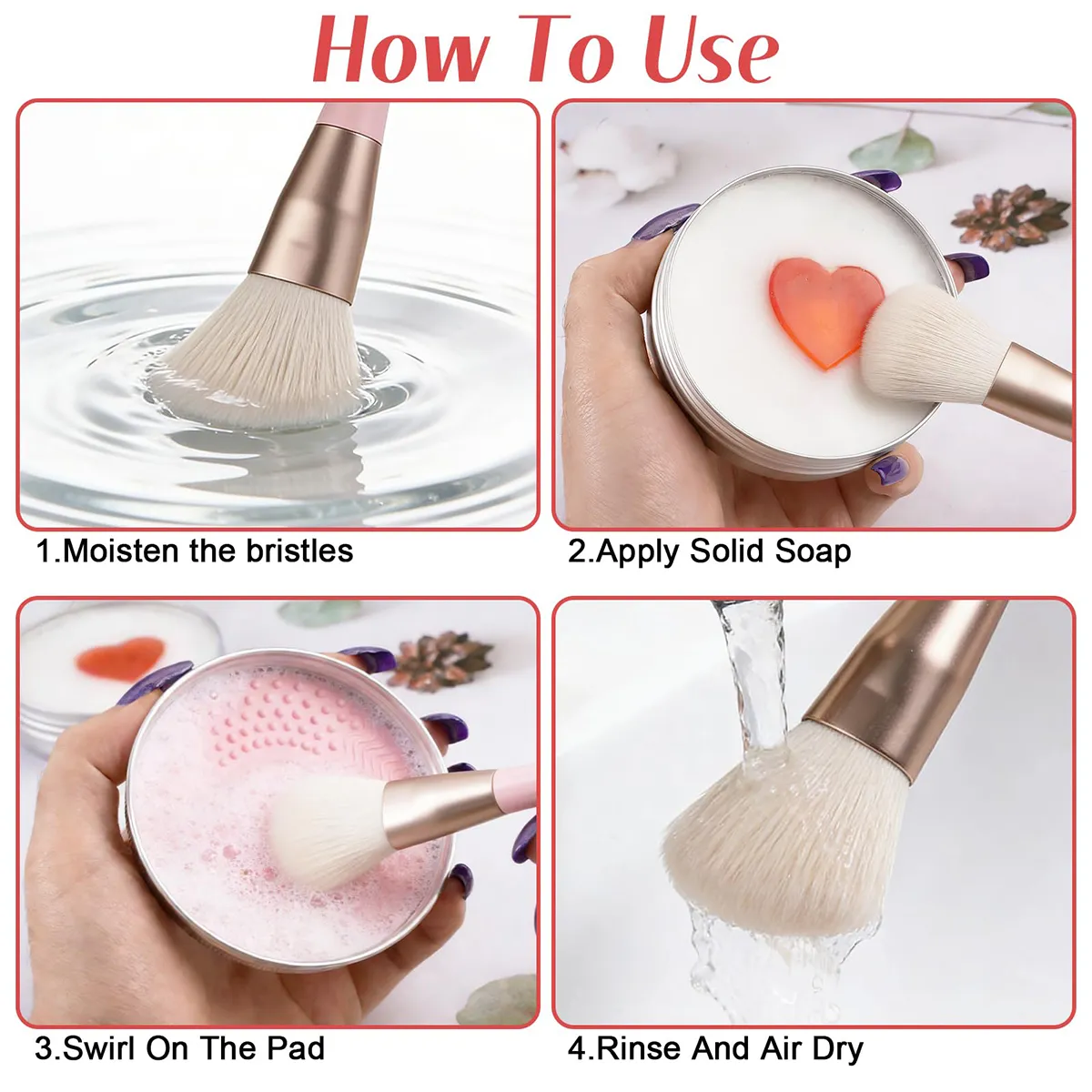 Makeup Brush Cleaner Soap with Silicone Mat Deeply Cleans Waterproof Makeup for Synthetic & Natural Makeup Brushes & Sponges