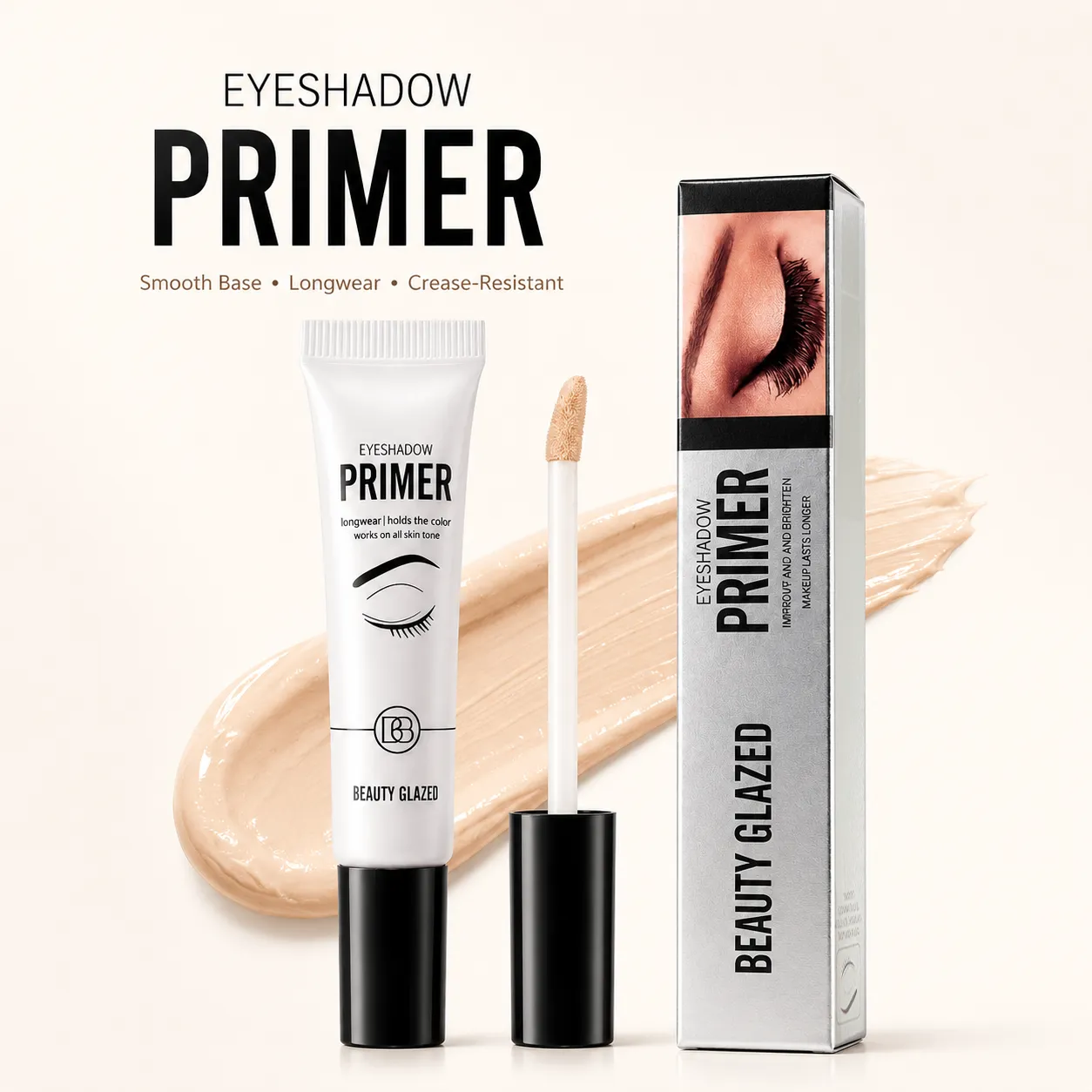 1PC Eyeshadow Makeup Primer Smooth & Crease-Resistant Eye Makeup Waterproof Long-Lasting Wear Translucent Shade Eye Base Primer