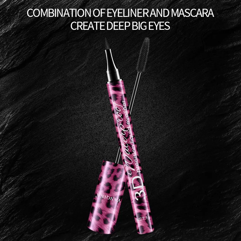 4D Waterproof Mascara & Liquid Eyeliner Set Thick Curling Eye Makeup Cosmetic Kit For Beginners
