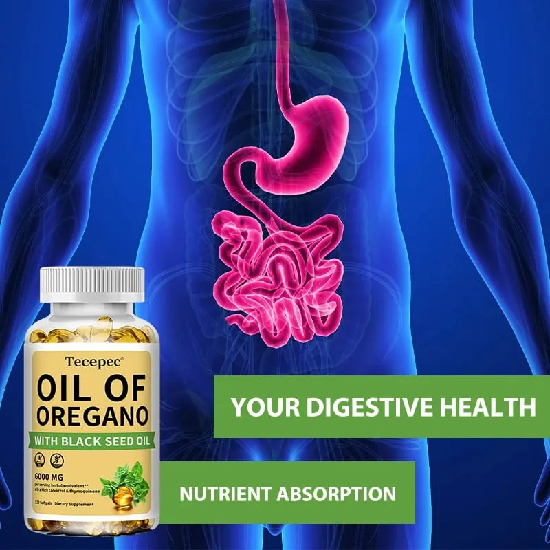 Oil of Oregano with Black Seed Oil 2 in 1 Oregano Supplement for Immune Health Digestive Health Non-GMO