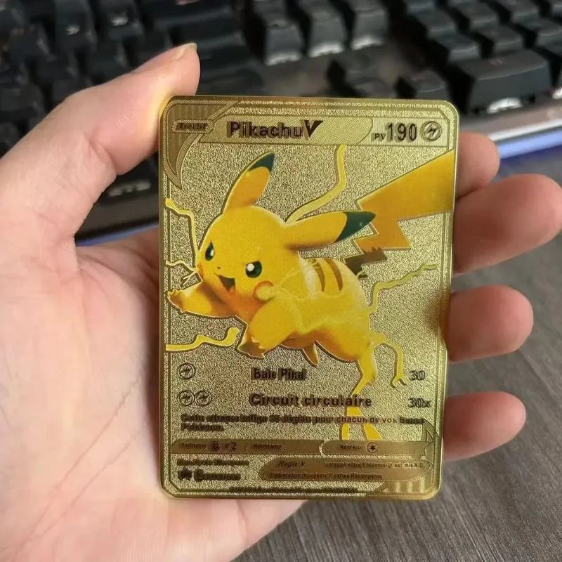 Pokemon Metal Game Collection Card Anime Figure Charizard Pikachu Blastoise Mewtwo Battle Collection Carte Card Toy Gift