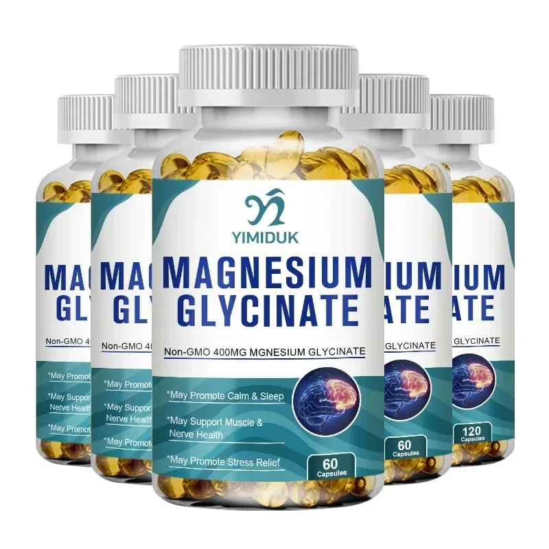 Suplemen Magnesium Glisinat Murni Yimiduk dengan Vitamin B6 untuk Melawan Kram Kelelahan & Kesehatan Jantung Mengurangi Kecemasan Vegan