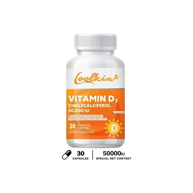Vysoce účinný vitamín D3 50 000 IU - 120 vegetariánských kapslí - Bezlepkový doplněk vitamínu D bez GMO