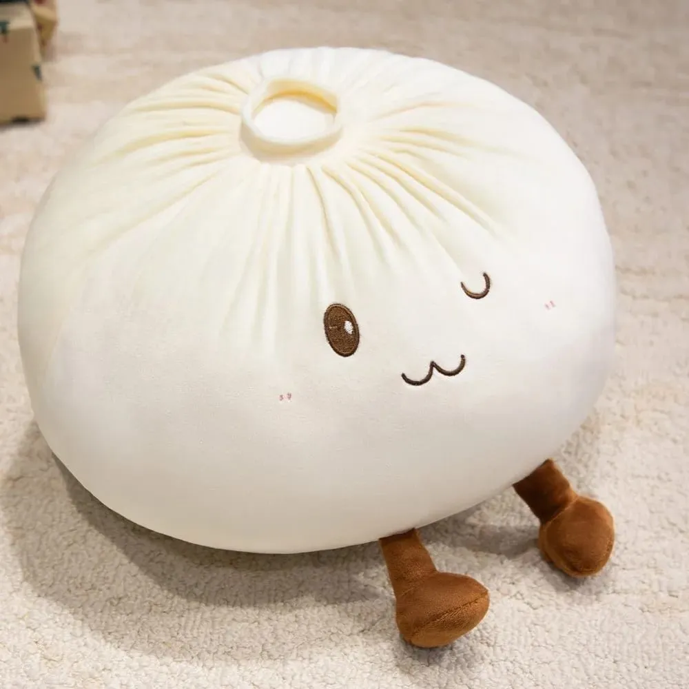 Super Soft Plush Material Steamed Bun Plush Pillow Fluffy Comfortable PP Cotton Filled Dumpling Plush Toy Stress Relief