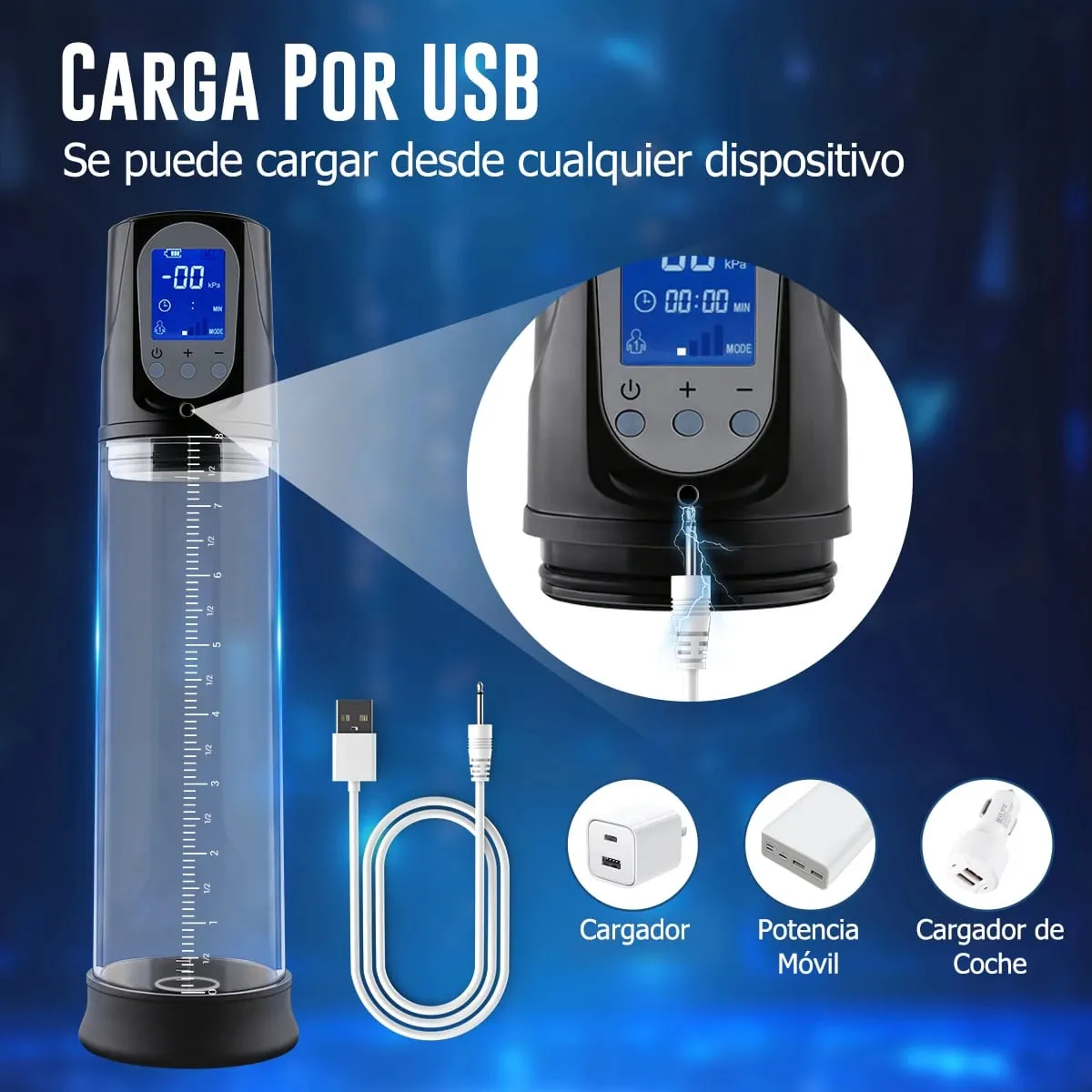 Electric Vacuum LED Display Penis Pump Men's Sex Toy Penis Extender 6 Sucking Modes RechargeableTraining Penis Extension