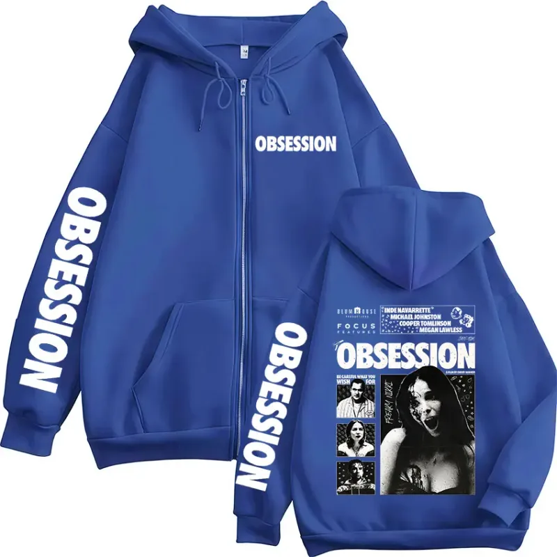 Horror Movie Obsession Nikki Zipper Hoodies Men's Women Casual Gothic Loose Long Sleeves Zip Up Hooded Sweatshirts Jackets Coats