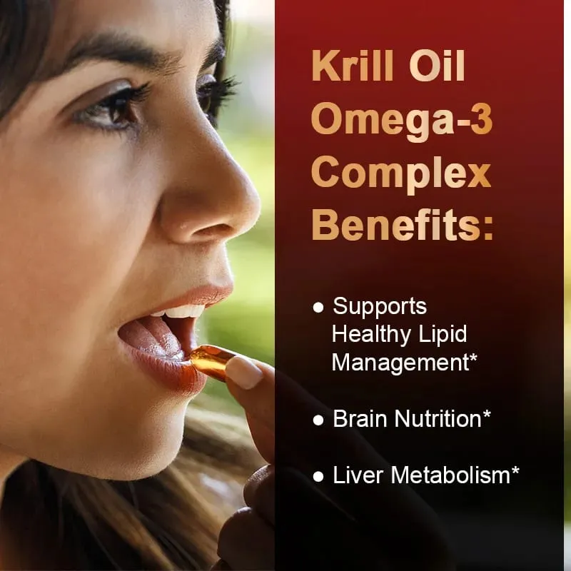 2000 mg d'huile de krill phospholipides oméga-3 EPA et DHA phospholipides et astaxanthine pour le régime de soutien immunitaire et cardiaque des articulations cérébrales