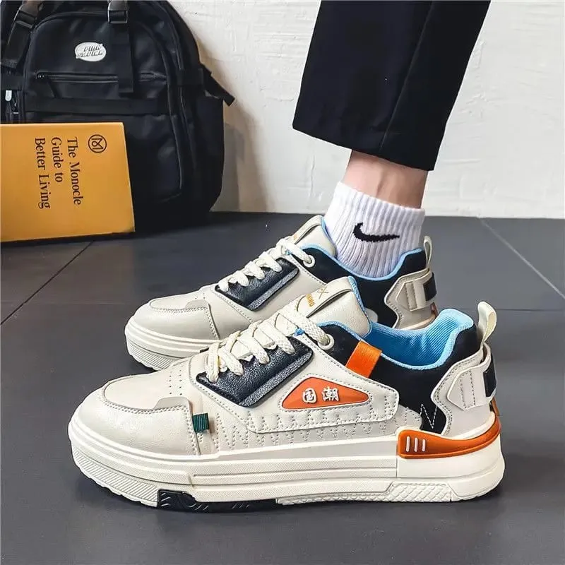 Men casual sports shoes leather breathable sneakers free shipping outdoor walking running board shoes comfortable lightweight