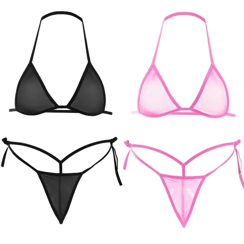Set Lingerie Seksi Wanita 2 Buah Set Bra Tanpa Kawat Jaring Ultratipis Lingerie Set Pakaian Dalam Eksotis Transparan Wanita Ultra Panas — image 10