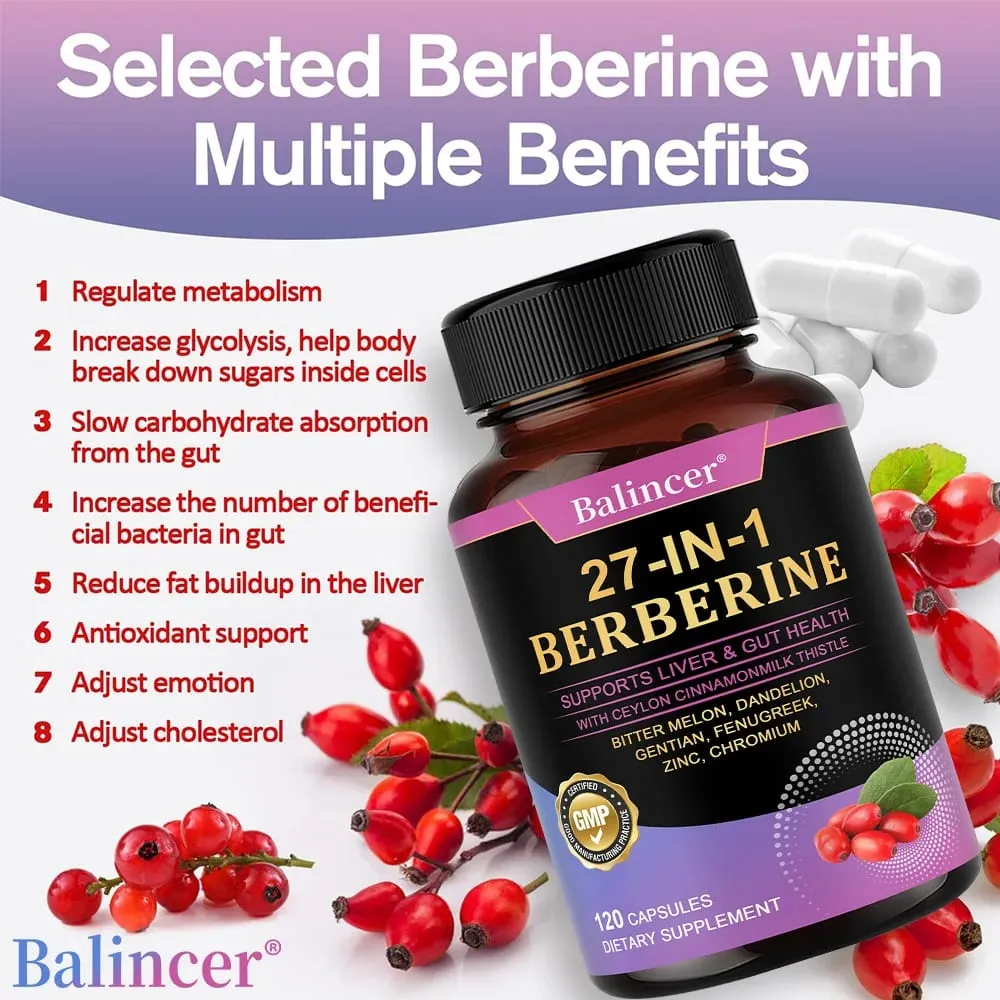 Berberine Dietary Supplement - with Ceylon Cinnamon Metabolism Healthy Weight Management Circulatory Health Immune System