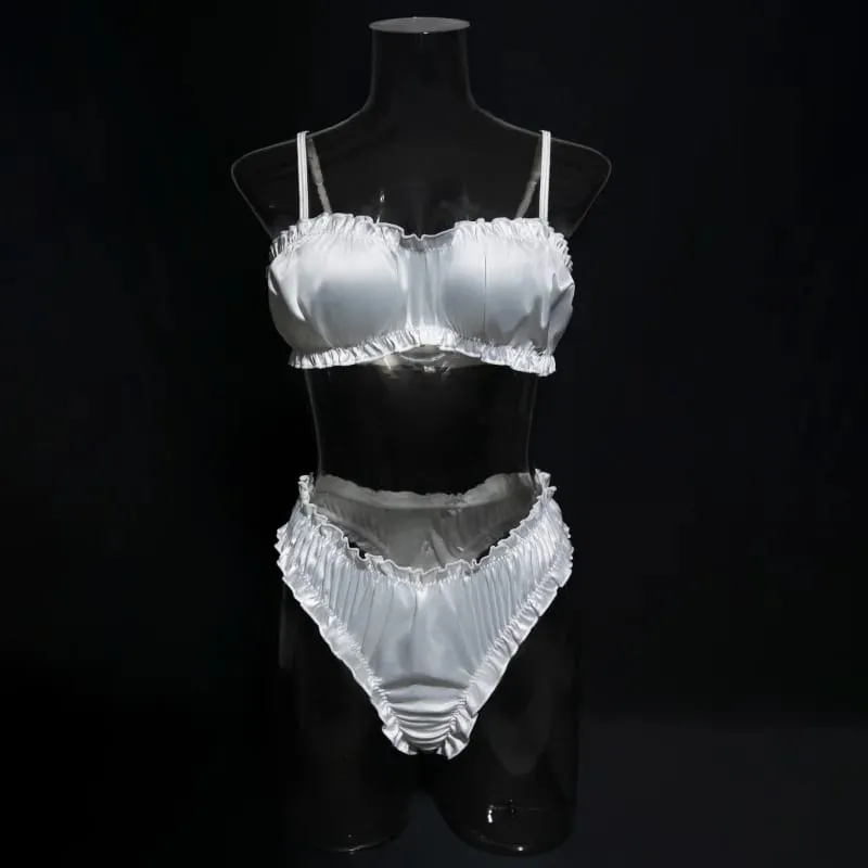 Minimalist Ruching Lingerie Set Sexy Solid Color Bra Panty Comfortable Daily Wear Women's Underwear INS Style Elegant Bra Set