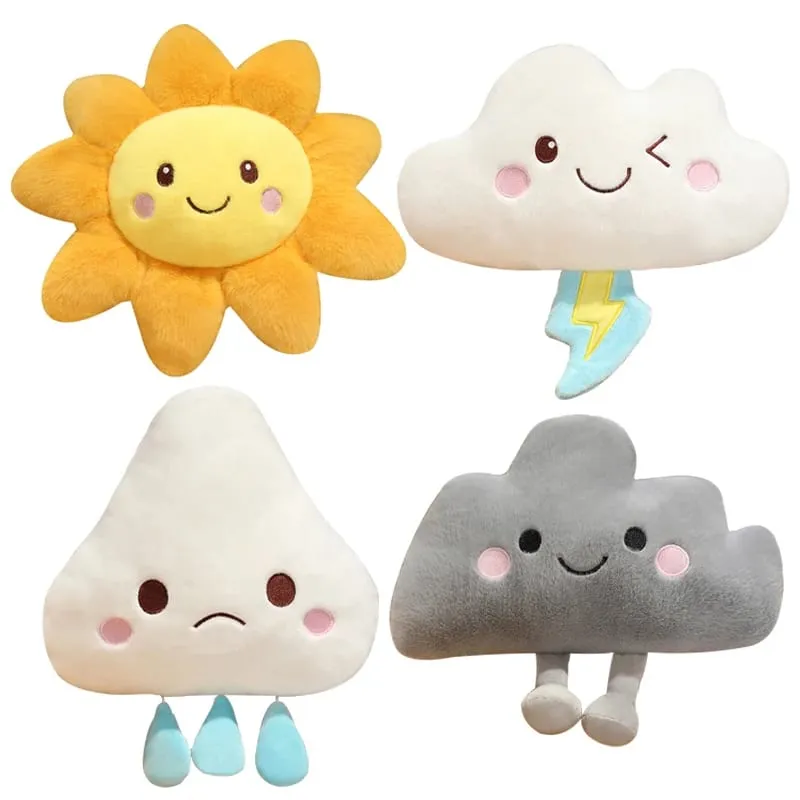 New Cartoon Weather Series Plush Toys Cute Sun Lightning Cloud Raining Pendant Doll Funny Weather Forecast Game Props Home Decor