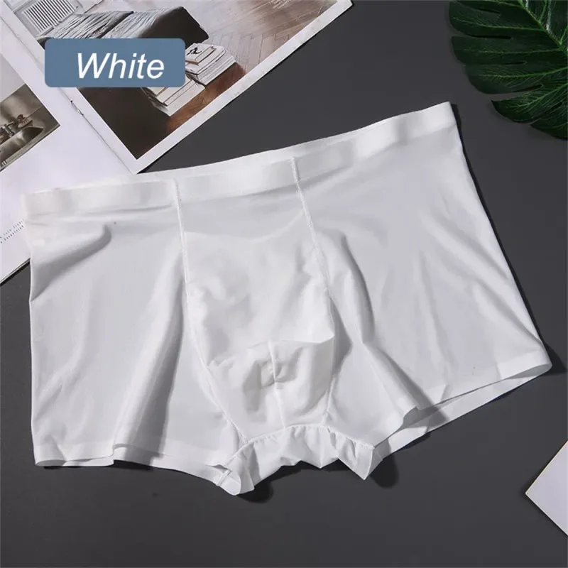 3PCS 고품질 남자의 얼음 실크 속옷 여름 얇은 통기성 원활한 팬티 섹시한 남성 속옷 플러스 크기