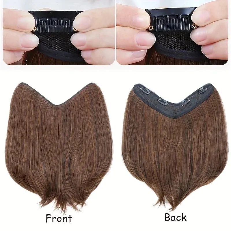 20/30cm Synthetic Short Straight Internal Buckle V-shaped Half Head Hair Extension Invisible Hairpiece for Women