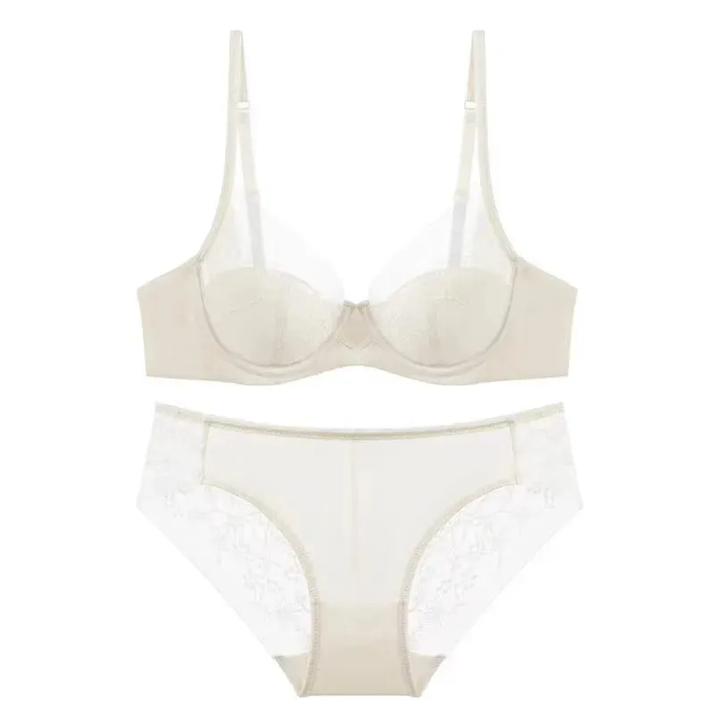 Bridal Festive Red Lace Intimates Kit Soft Underwire Thin Cup Push‑Up Support Lingerie Set For Small Bust 32‑38 Women Underwear