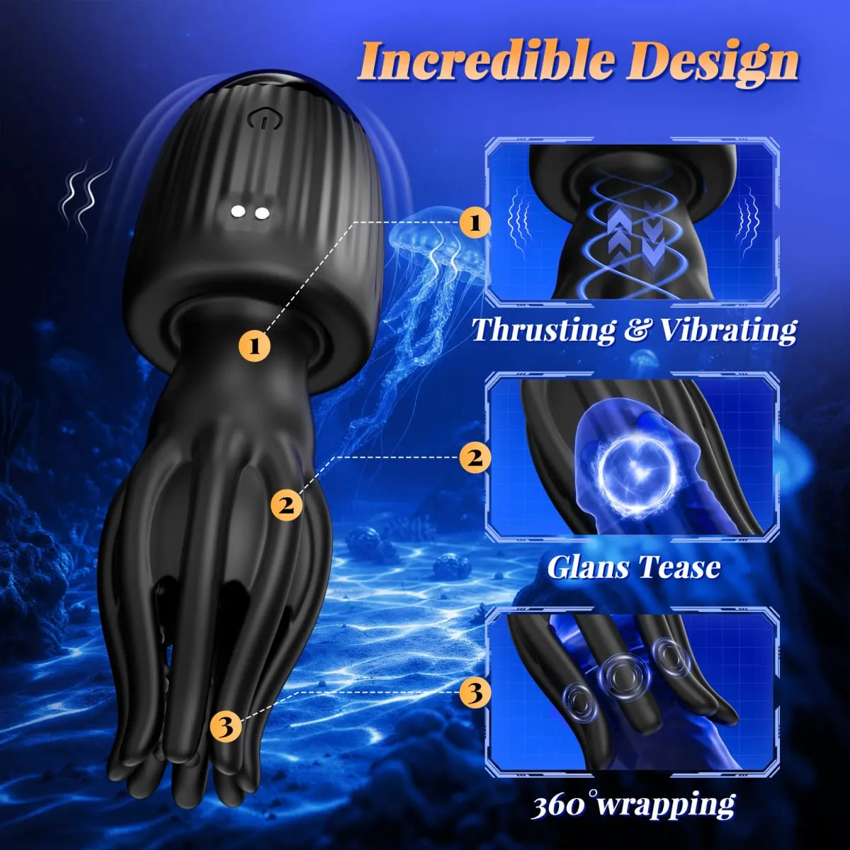 Thrusting Male Masturbator Penis Vibrator Glans Trainner with 4 Cock Rings Clit Nipple Stimulator Adults Sex Toys for Men