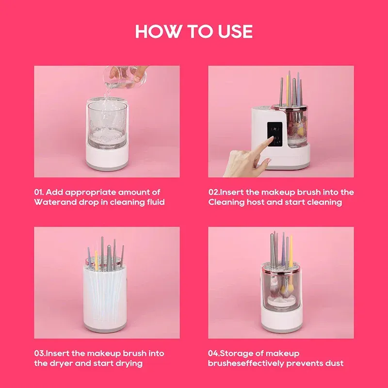 ใหม่ไฟฟ้า 3 IN 1 แปรงแต่งหน้าเครื่องทำความสะอาดแปรงแต่งหน้าเครื่องเป่าแบบพกพาอัตโนมัติ USB เครื่องสำอางค์แปรงทำความสะอาดเครื่องมือ