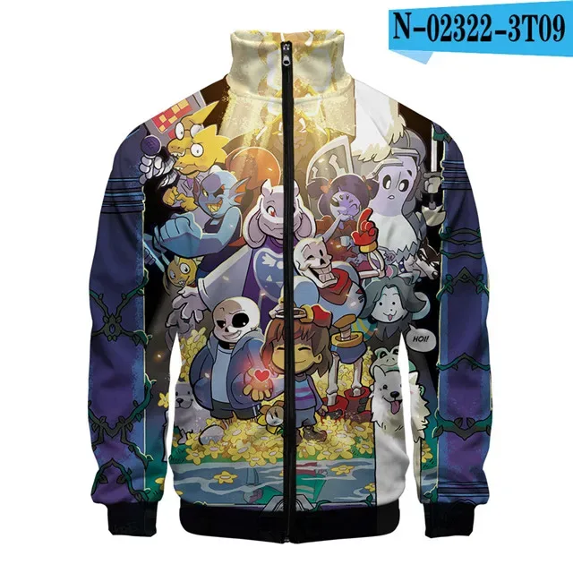 Luxury Popular Sans Undertale 3D Print Zipper Raglan Jacket Windbreaker Boys/Girls Comfortable Stand Collar Jackets Coats