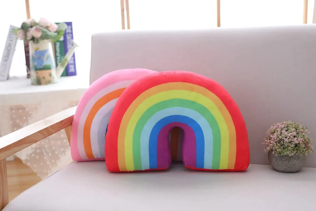 35x25cm Rainbow Plush Pillow Stuffed Red Pink Sky Cushion C Shape Head Support Pillow Home Decor Plushie Prop Gift