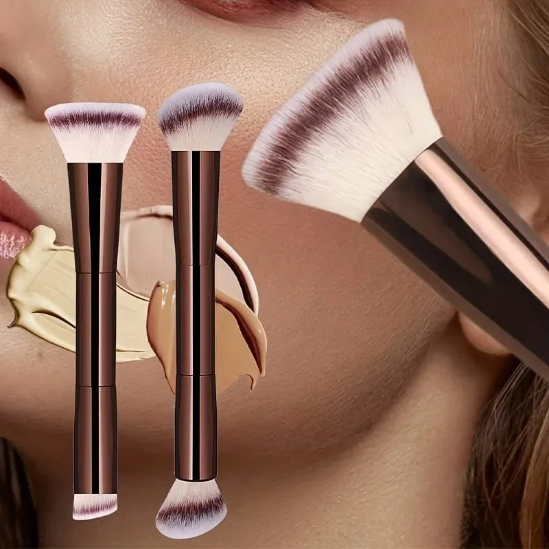 2pcs Professional Aluminum Tube Makeup Brush Set Soft Foundation Brush Blush Brush Powder Brush Concealer Brush Contour Bru