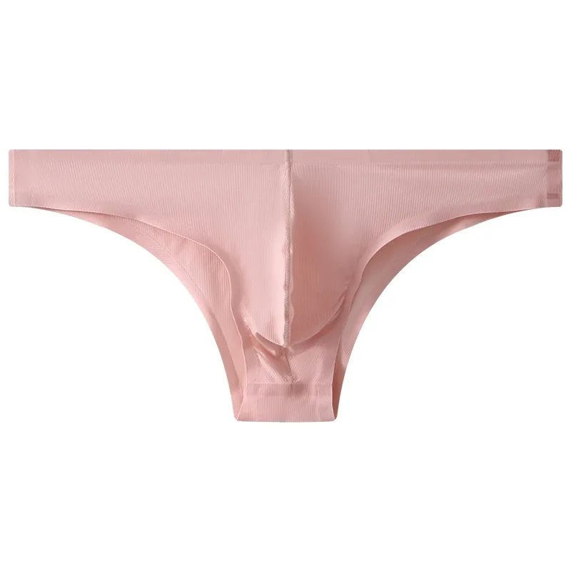 Sous-vêtements pour hommes, demi-hanche, petit Triangle, taille basse, Sexy, jeunes hommes, slip en soie glacée, sans couture, culotte d'été légère et respirante