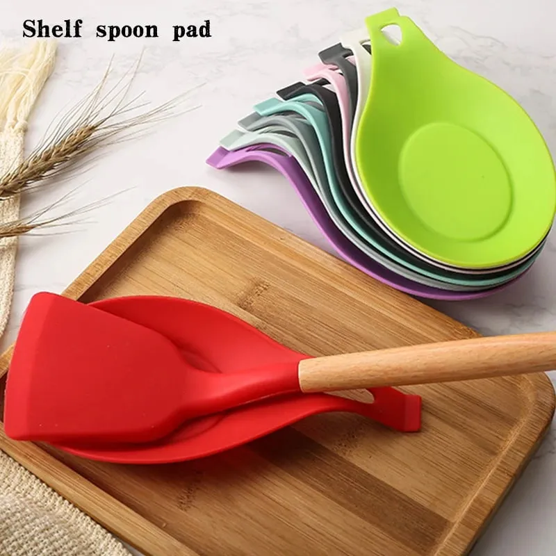 Silicone Spoon Rest Spatula Holder Heat Resistant Utensil Placemat Tray Kitchen Tools — image 2