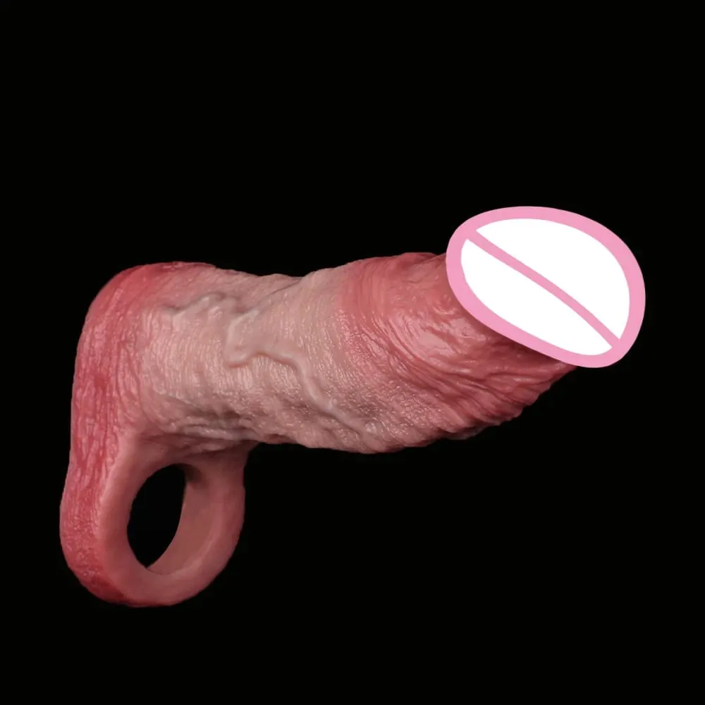 Penis Extender Device Cover Sleeve Girth Enhancement Pleasure Dildo Sheath Adult Sex Toys For Men Reusable Condom 18+