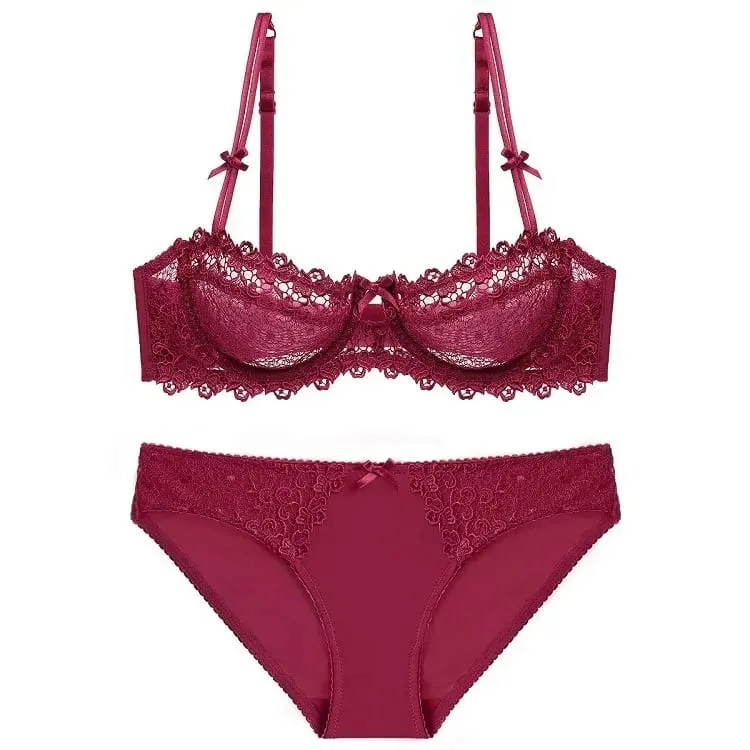 Amazon New Sexyredlace Bra Suit Summer Slimming Bras Thin Gathered Style Lingerie Other Materials Versatile Color Options