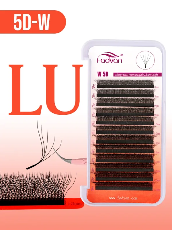 Fadvan 5D W Shape Lashes Black/Brow 5D Soft Faux Mink Eyelash Extension 12 Rows 5D Fan Lashes Lashes