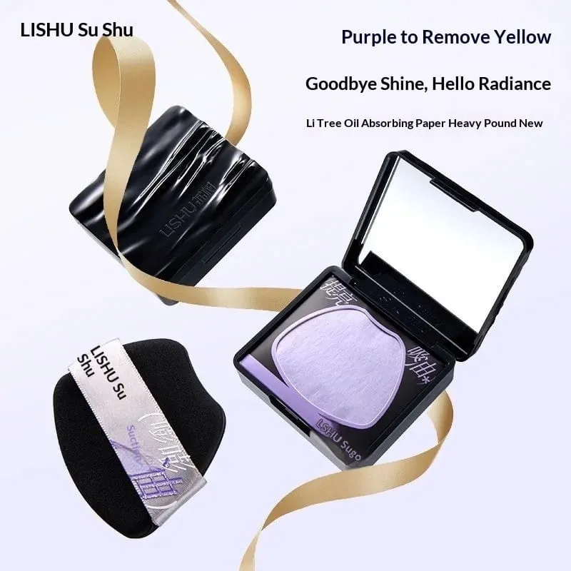 Oil Control Blotting Paper with Powder Puff Face Powder Makeup Setting Sheets Portable Touch Up Tool，150 Sheets
