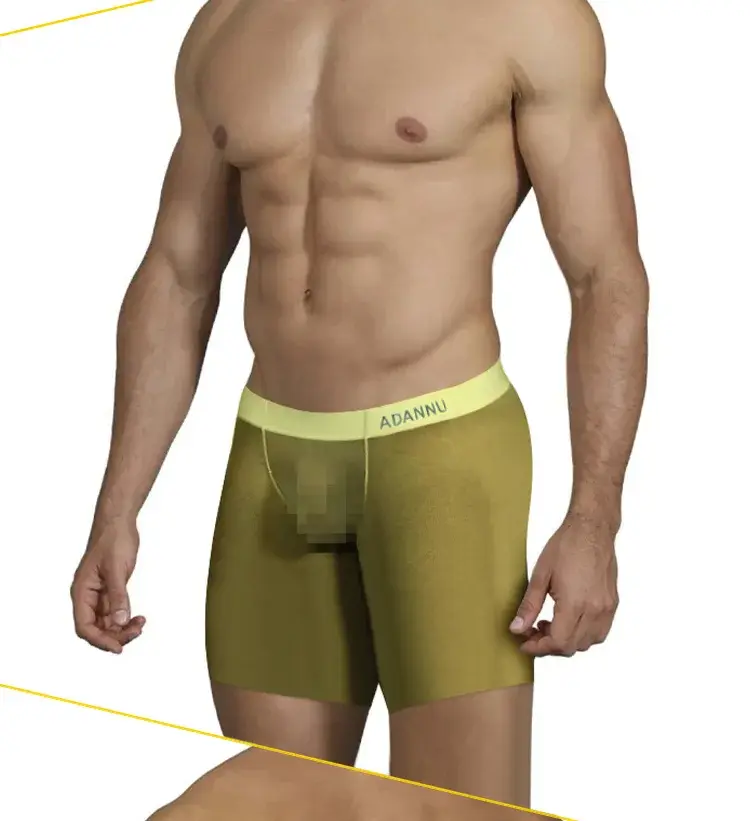 0.01mm Ultra-manipis na Kasuotang Panloob ng Lalaking Mahabang Boxer Shorts na Paglamig ng Yelo Silk Transparent Gym Fitness Underpants Mga Seamless Mesh Slips