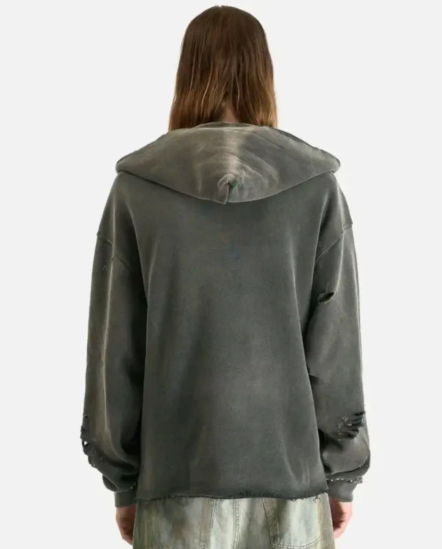 N Brand 26SS”DESTRUCTO' STUDDED WASHED“ Distressed High-Street Hip-Pop Cotton Oversized Hoodies Sweater For Men