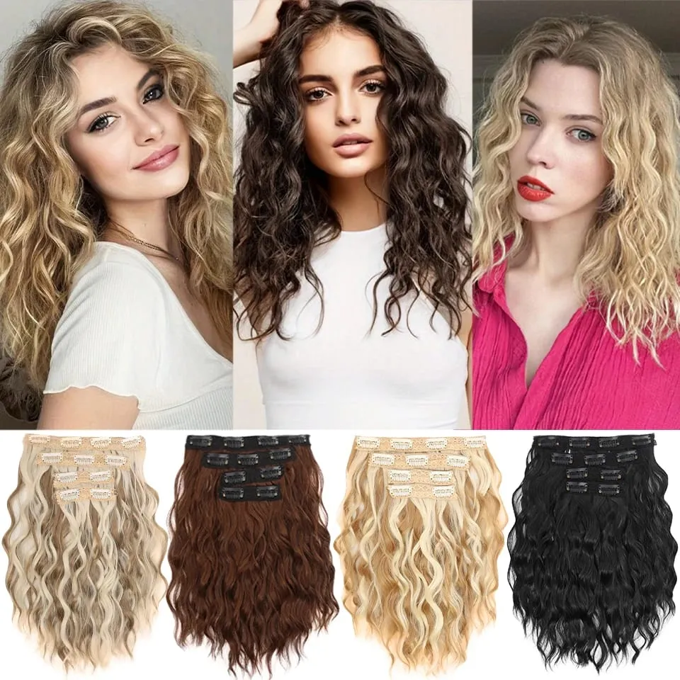 12 inch Four Piece Water Ripple Short Roll Clip Hair Extensions Suitable For Women's Daily Gatherings Gestivals And Celebrations — image 2