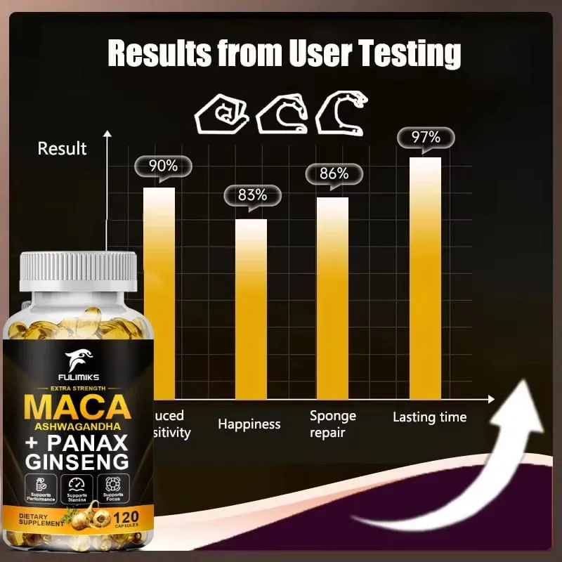 Triple Maca Blend with Ginseng & Ashwagandha Supplement Supports Reproductive Health Hormonal Balance Muscle & Stress Relief
