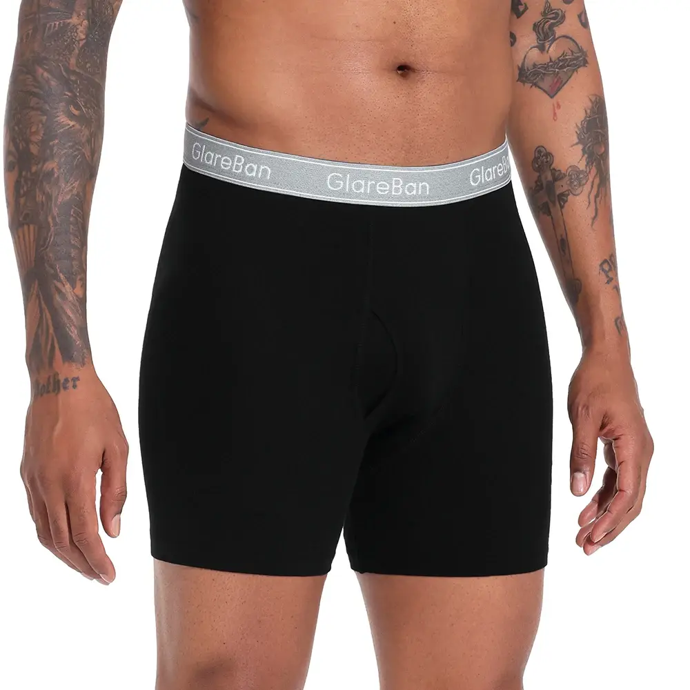 4 pièces noir longue jambe 100% coton Boxer pour hommes nouveaux sous-vêtements hommes marque culottes et caleçons pour Homme Shorts boîte Slip slips — image 6