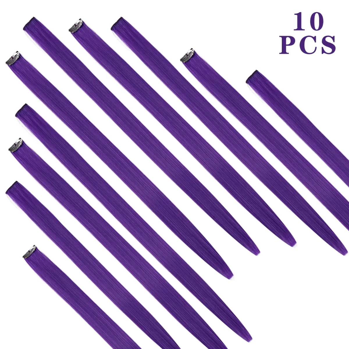 Synticthe Clip in Hair Extensions 10pcs/pack Colored Party Cosplay 22 inches for Fairy Hairpieces Long Straight Hair Extensions — image 14