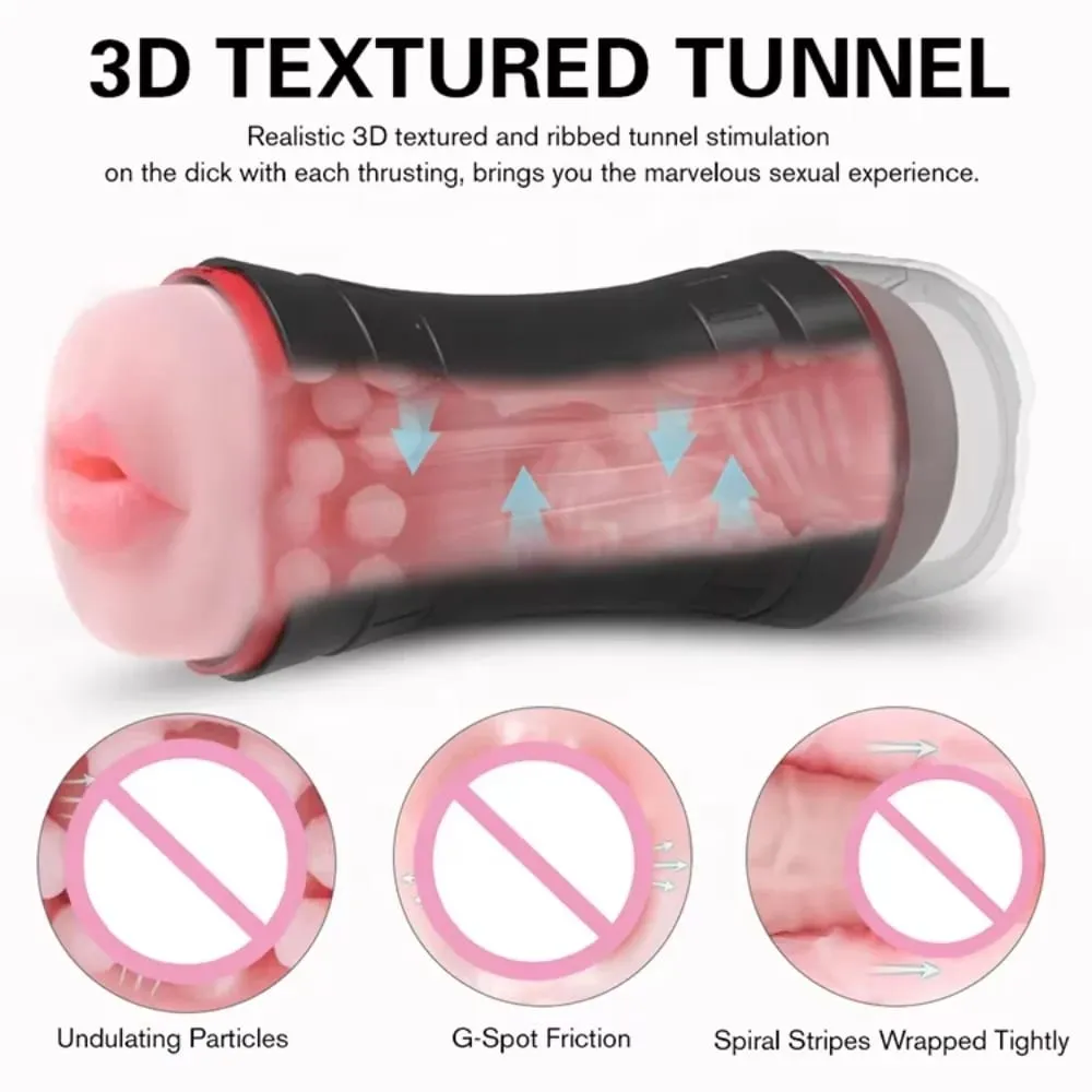 Male Masturbator Cup Wholesale Realistic Textured Pocket Pussy Double End Vagina Oral Sex Stroker
