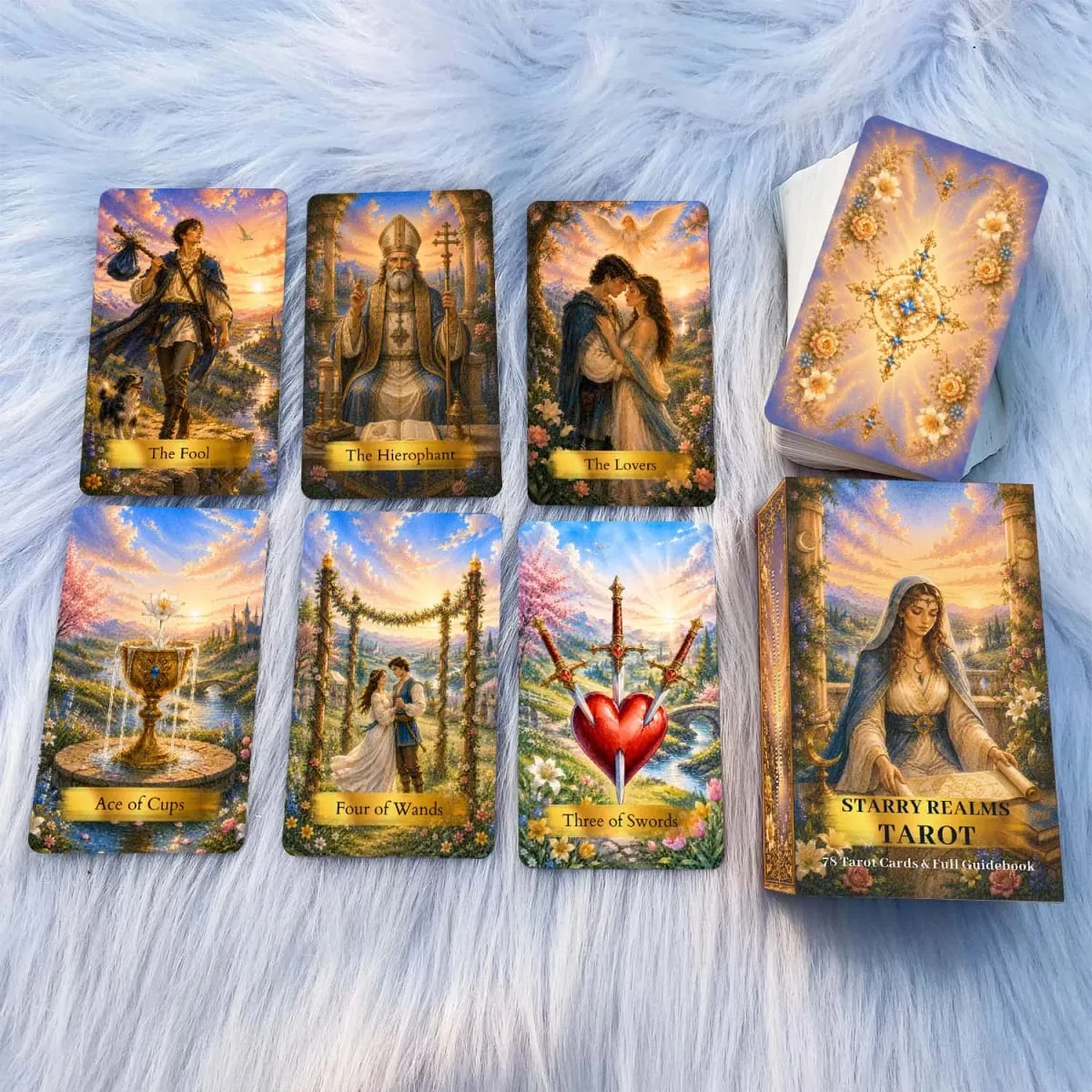 78 Starry Realms Tarot Cards 13x8 Cm Includes Paper Manual Journey to Imagination and Inner Wisdom Card Game Set