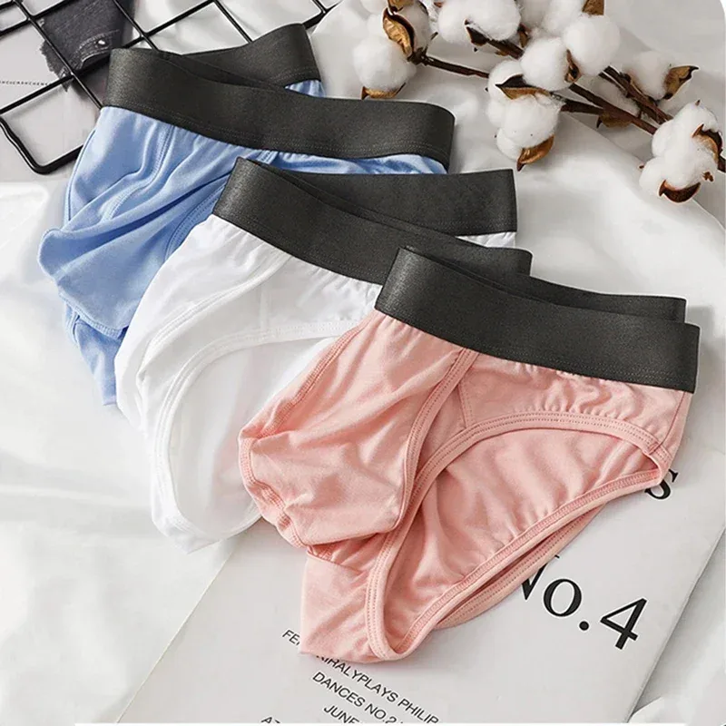Men's Modal Briefs, Dual Separate Pouch Design, Ultra Thin Breathable High Stretch Underwear, Daily Comfort Wear
