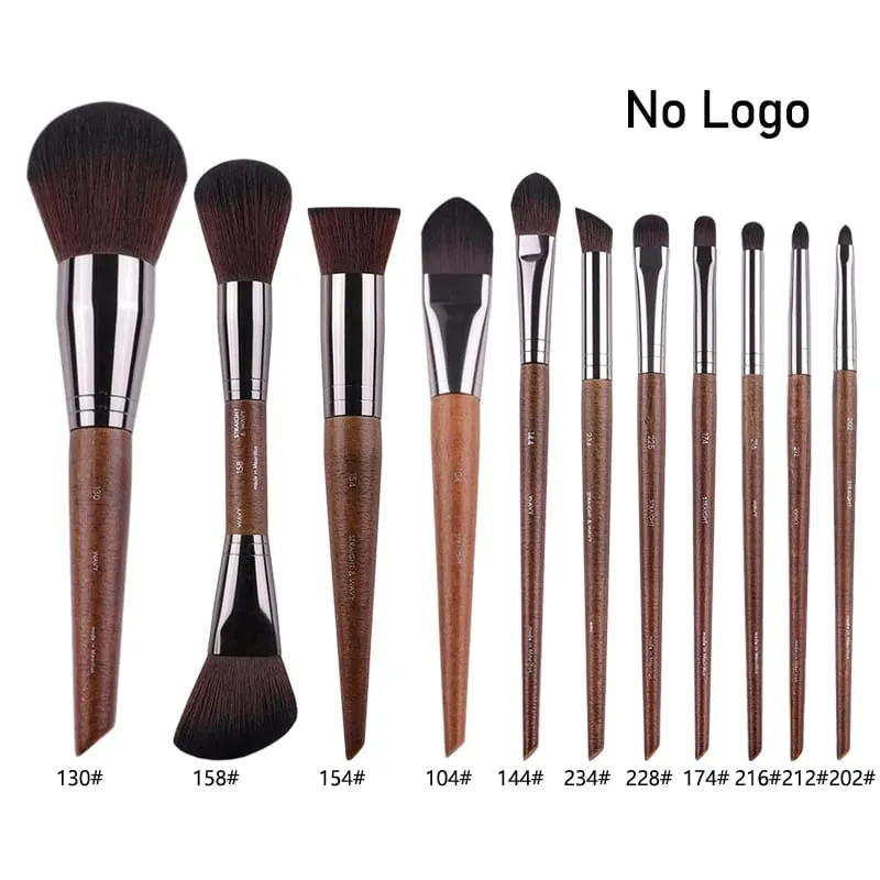 Naturligt træ Øjenmakeup børster hele sæt Pro Crease Øjenskygge Make-up kit smudge highlighter øjenbryn Læbevippebørste praktisk