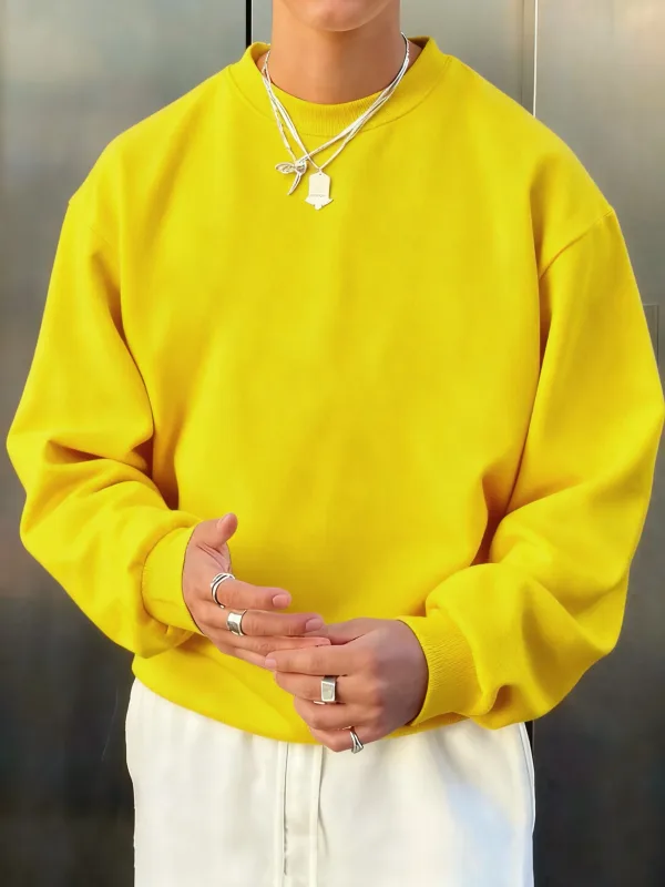 Man'S Fleece Autumn Top Street All-Match Pullovers Comfortable Basics Sweatshirts Sport Casual Sportswears Daily Soft Clothing