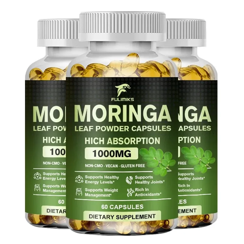 Natural Moringa 1000mg Supplement Supports Immune Defense Digestion Skin Joint Energy & Antioxidant Health