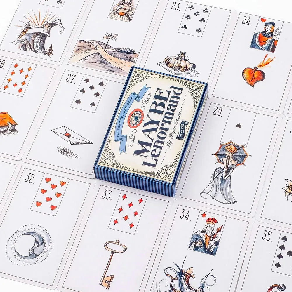 Talán Lenormand 52 kártyás pakli - Kezdőbarát sorsjóslás Tarot jósló társasjátékhoz 9,7x6,3 cm