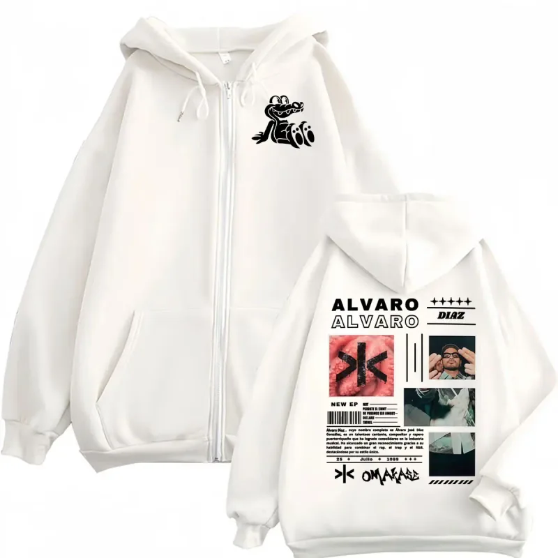 Alvaro Diaz Omakase New Album 2026 Zip Up Hoodies Men's Harajuku Vintage Jacket Sweatshirts Casual Fleece Cardigan Zipper Hoodie