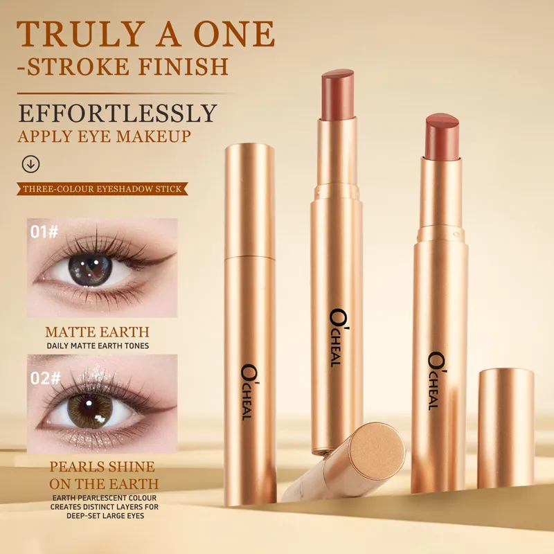 3 Color Matte Pearlescent Eye Shadow Stick Waterproof Durable Gloss Smoked Eye Makeup Cosmetics Long-Lasting Eye Shadow Stick