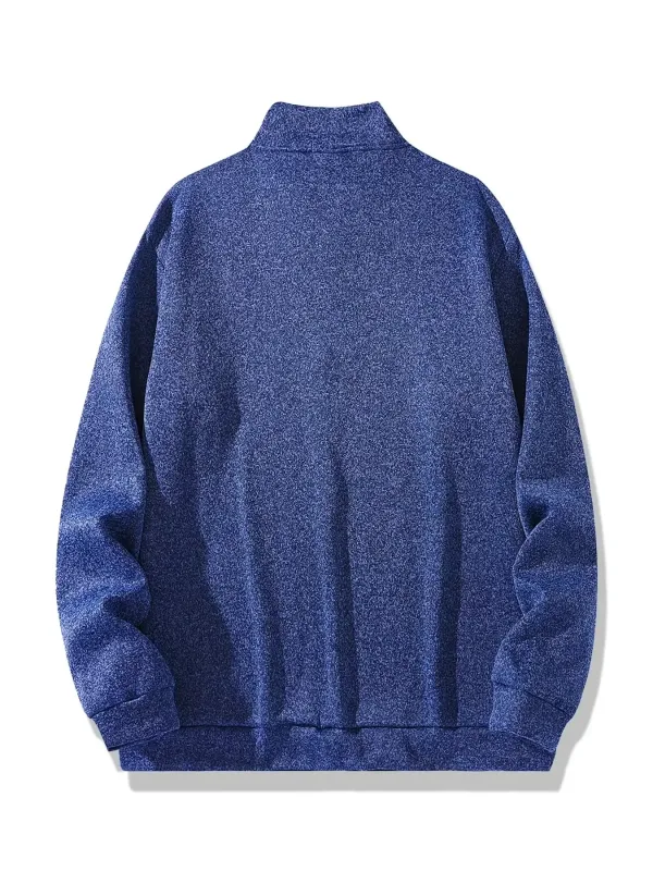 2Pcs Set Men 1/4 Zip Mock Neck Sweatshirt, Fleece Lined Pullover with Ribbed Cuffs Warm Casual Top for Fall Winter Daily Wear