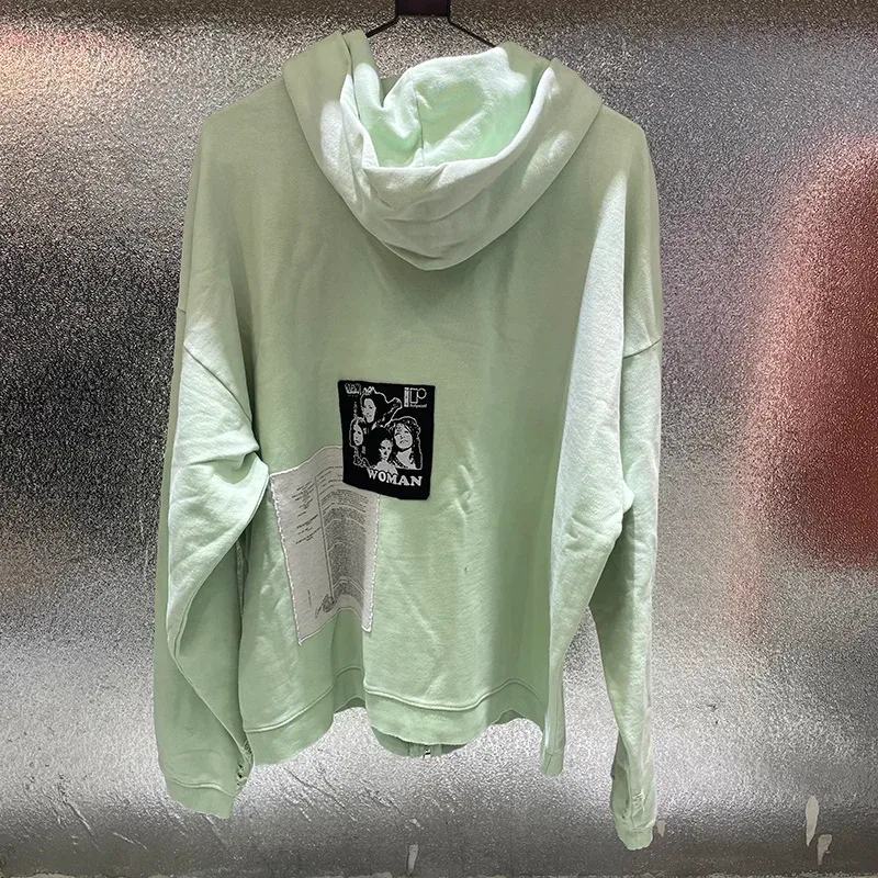Washed Graffiti PALY Hoodies Men Woman Vintage Damaged Hole Old New Autumn Winter Zipper Hooded Pullovers Sweatshirts