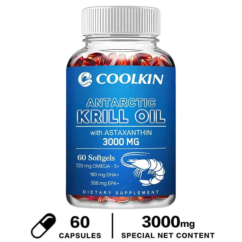 น้ำมันแอนตาร์กติกคริลล์ 3000 มก. - Omega-3 EPA DHA แอสตาแซนธินธรรมชาติ ความแข็งแรงสูงสุดสำหรับสุขภาพหัวใจและข้อต่อ